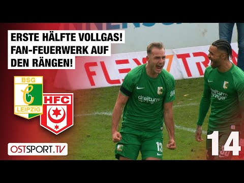 Erste Hälfte Vollgas! Fan-Feuerwerk auf den Rängen: Chemie - Halle | Regionalliga Nordost