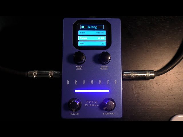 Vídeo relacionado con FLAMMA FF02 - Pedal de guitarra para máquina de tambor, 121 ranuras de tambor, 11 géneros musicales, ritmo personalizable, E/S estéreo para uso en vivo y estudio