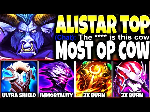 This is the MOST OP IMMORTAL ALISTAR TOP Build: 3x BURN EFFECTS & SHIELDS 🔥 LoL Alistar s13 Gameplay