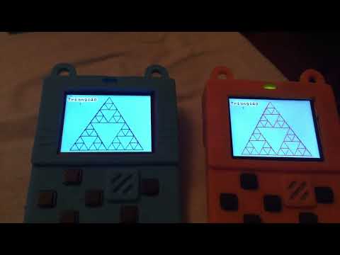 Sierpiński triangles, "radio" Meowbit in Arcade; SD Wireless by Kittenbot. Button Combos