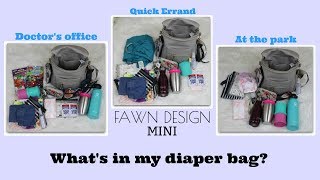 What's in my diaper bag? Fawn Design mini packed up 3 different ways!