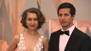 Oscars: Andy Sanberg, Joanna Newsom and The Lonely Island Red Carpet Fashion (2015) | ScreenSlam video