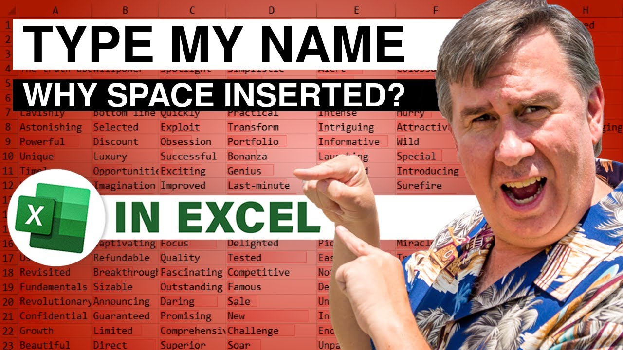 Excel Keeps Inserting A Space In the Name WITHA