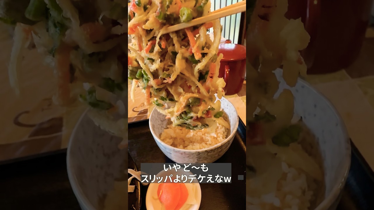 スリッパ大のかき揚げ丼 けんちんそばセットが750円 栃木もり食堂 #shorts  #もり食堂 #ざつ旅