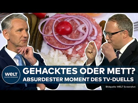 Video Thumbnail: BJÖRN HÖCKE VS. MARIO VOIGT - Mettbrötchen vs. Gehacktes: Der absurdeste Moment des TV-Duells