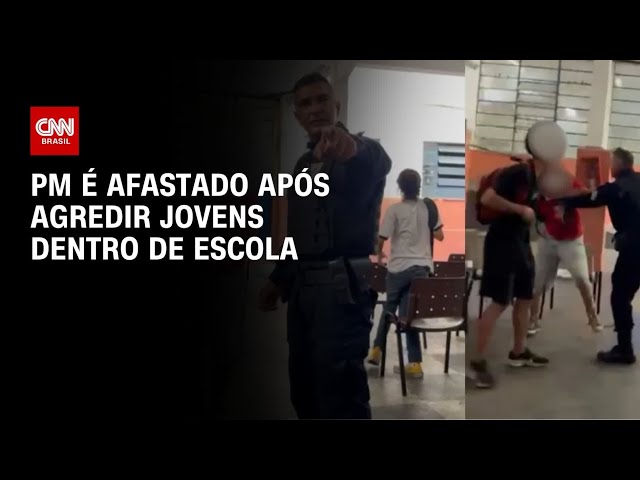 Vídeo: PM é afastado após agredir jovens dentro de escola no RJ | CNN NOVO DIA
