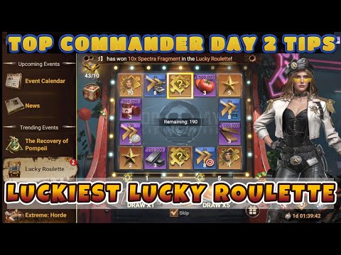 Top Commander Day 2 | Luckiest Lucky Roulette | Must follow Tips for Hero Upgrades & Badge Usage
