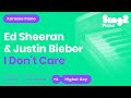 Ed Sheeran, Justin Bieber - I Don't Care (Higher Key) Piano Karaoke