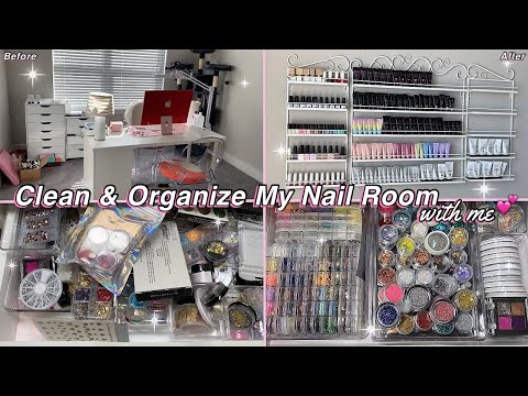 CLEAN & ORGANIZE MY NAIL ROOM WITH ME! SATISFYING ORGANIZATION/DECLUTTER + ASMR