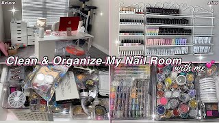 CLEAN & ORGANIZE MY NAIL ROOM WITH ME! SATISFYING ORGANIZATION/DECLUTTER + ASMR