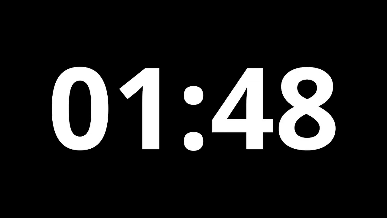 Countdown timer 5 minutes, white on transparent background