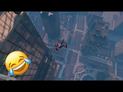 GTA 5 Spiderman Falling Off Highest Buildings, Cliffs & Platforms - Funny Moments & Gameplay Fails
