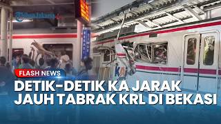 Detik-detik KA Jarak Jauh Tabrak KRL Commuter Line di Bekasi, Asap Mengepul & Penumpang Panik!