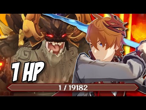 Childe 1 HP Solo! Azdaha Boss - No Buff, No Hit [Pyro & Electro]