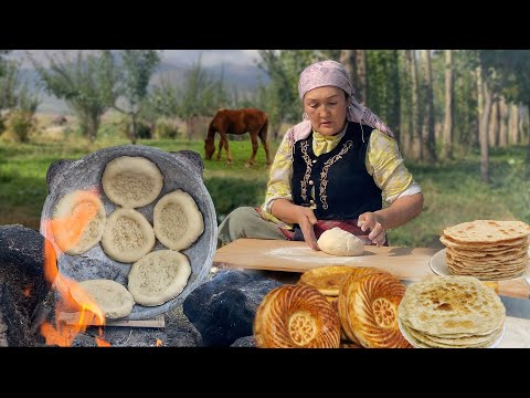 Making 4 Types of Traditional Breads | Nomadic Life | Kyrgyzstan
