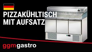 Commercial Pizza Prep Counter - Granite Top PREMIUM - 1400x700mm - with 3 glass doors - incl. refrigerated topping unit - 6x GN 1/4