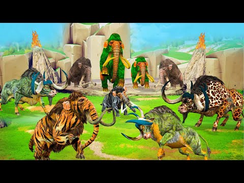 Zombie Woolly Mammoth Vs Tiger Black Mammoth Elephant Fight Buffalo's Saved By Elephant Animal Fight