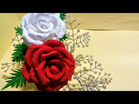 Rupali Craft | How To Make Rose Paper Flower From Crepe Paper - Craft Tutorial