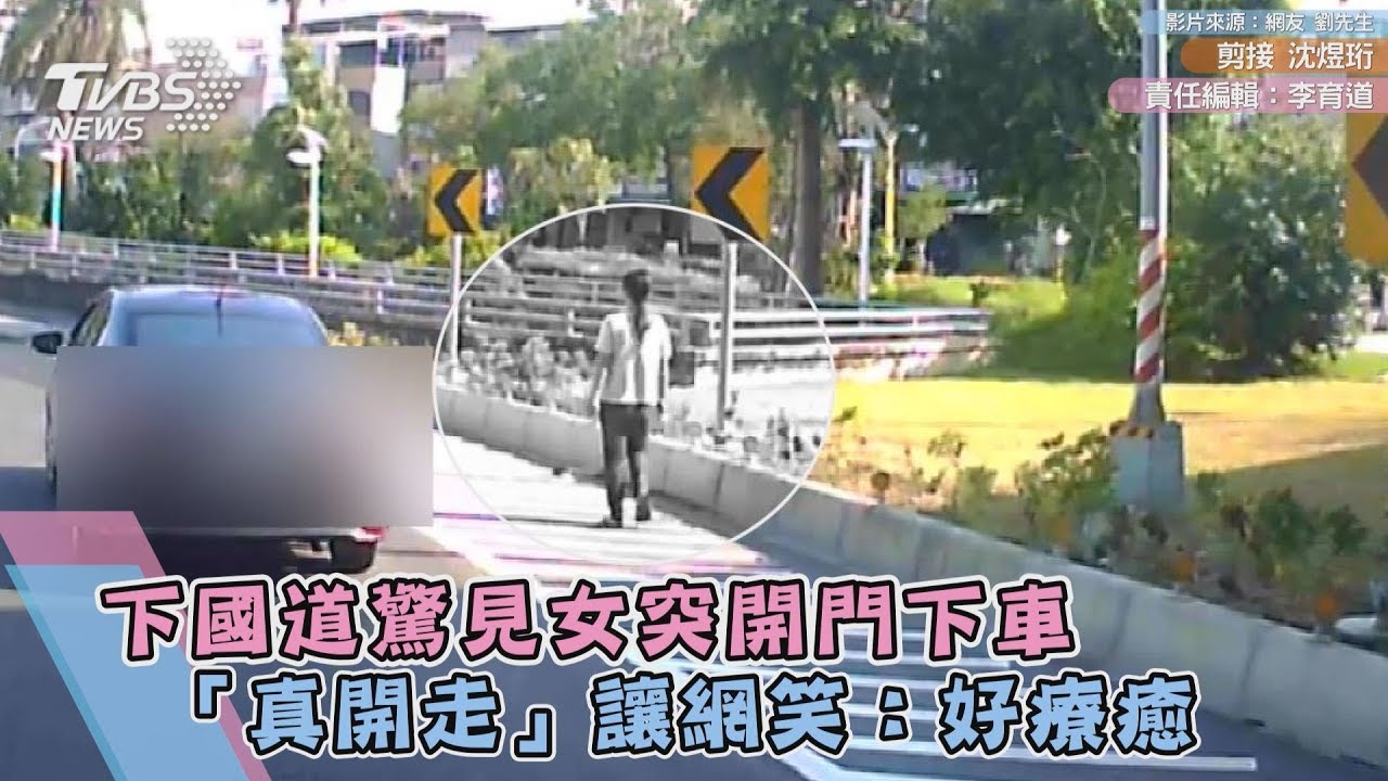 下國道驚見女突開門下車 「真開走」網笑:好療癒