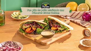 Florette Pan pita de pollo marinado con primeros Brotes Deluxe anuncio