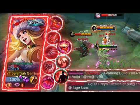FREYA RED BUILD QUEEN OF LIFESTEAL! | TOP GLOBAL FREYA| FREYA BEST BUILD 2021 | FREYA GAMEPLAY -MLBB