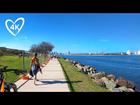 4K Bike Ride To The Spit, Gold Coast Australia - Virtual Bike Ride, Treadmill Background - eMTB