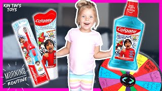 Download lagu Kin Tin's Morning Routine with Fun Spinning Wheel! Ryan's World Toothbrush, Toothpaste & Mouthwash mp3