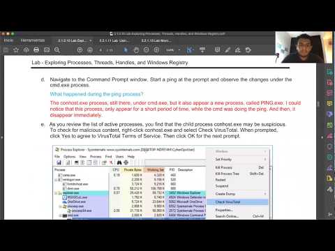 Laboratorio Uno - 2.1.2.10: Exploring Processes, Threads, Handles, and WindowsRegistry.