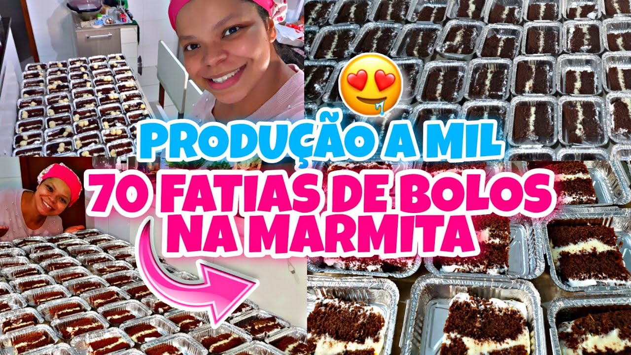 🔥FIZ UMA ENCOMENDA DE 70 FATIAS DE BOLO NA MARMITA | PRODUÇÃO EM MASSA DE BOLO NA MARMITA