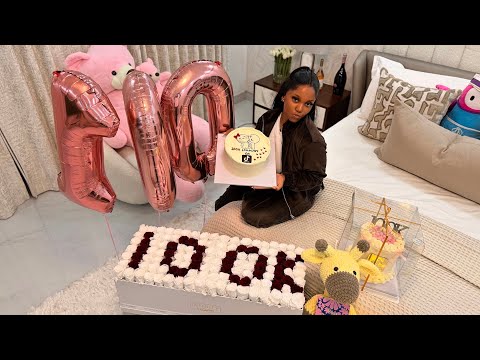 Surprised my girlfriend with gifts for hitting 100K followers 🎉❤️ She deserves it all! 🥹🎁