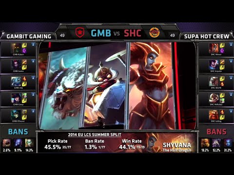 Gambit Gaming vs SUPA HOT CREW | S4 EU LCS Summer 2014 Week 8 Day 2 | GMB vs SHC W8D2 G2