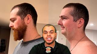 homens tirando a barba e traumatizando a família