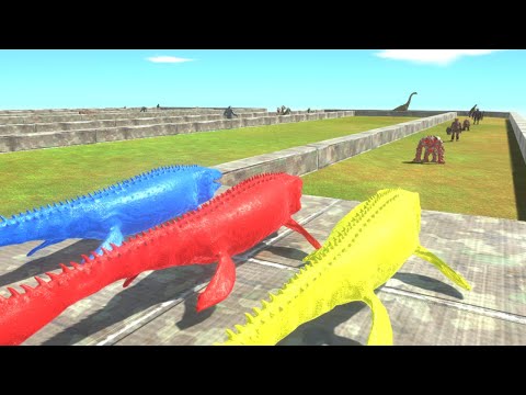 3x Colored Mosasaurus Death Run - Animal Revolt Battle Simulator