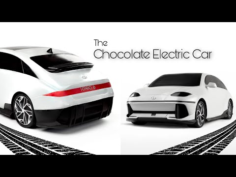 Biting Into an Electric Car Made of Chocolate