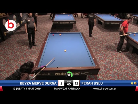 BEYZA MERVE DURNA & FERAH USLU Bilardo Maçı - 2019 KADINLAR 1.ETAP-1.TUR