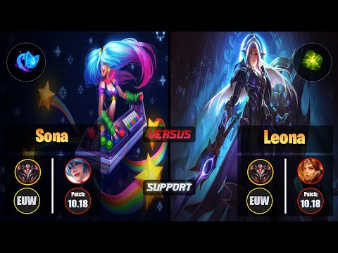 GrandMaster SONA [Summon Aery] (Support) VS  LEONA - Grandmaster EUW Patch 10.18