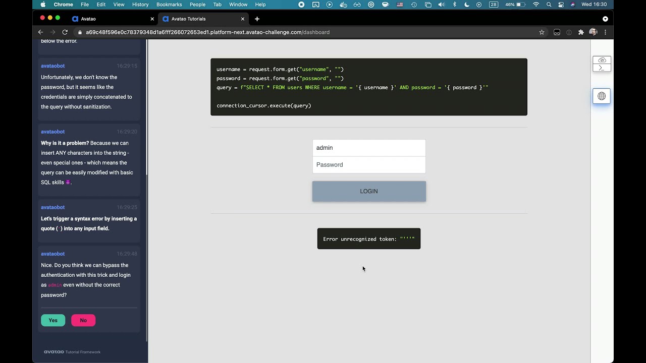 Python Exercise on Avatao