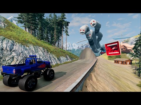 CARS VS THOMAS THE TRAIN.EXE Giant Pit | Escape From MEGAHORN | Beamng Drive