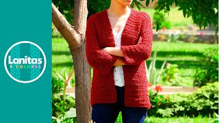 CARDIGAN DE CROCHET FACIL | TODAS LAS TALLAS | Lanitas y colores