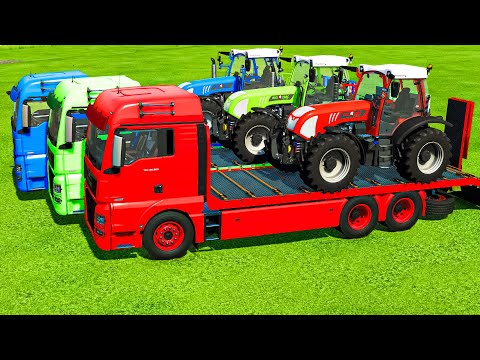 TRANSPORTING RIGITRAC TRACTORS WITH MAN COLORED TRUCKS -  Farming Simulator 22