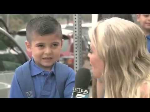 TV reporter makes cute kid cry 1st day at school