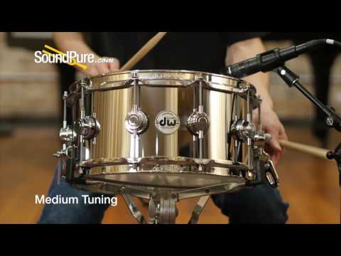DW Collector's Series Metal Snare Drum - 6.5 x 14-inch - Satin Black Over Brass image 5