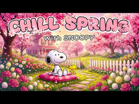Snoopy's Morning Spring Garden Relaxing Time 📖🌸 | Soft Jazz in Cherry Blossom Garden for Deep Focus