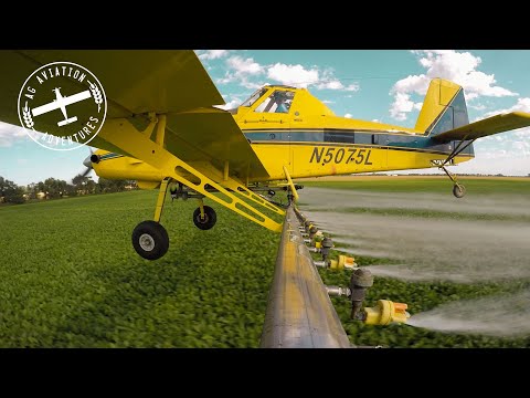 Ride Along with Ag Pilot Crop Duster as He Sprays a Field Start to Finish in an Air Tractor 502 POV