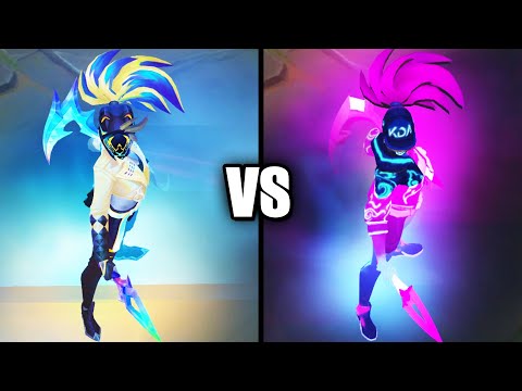 KDA ALL OUT Akali vs KDA Akali Epic Skins Comparison (League of Legends)