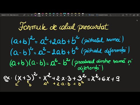 Formule de calcul prescurtat clasa a 8 a matematica exercitii a+b la puterea 2 (a+b)(a-b) rezolvate