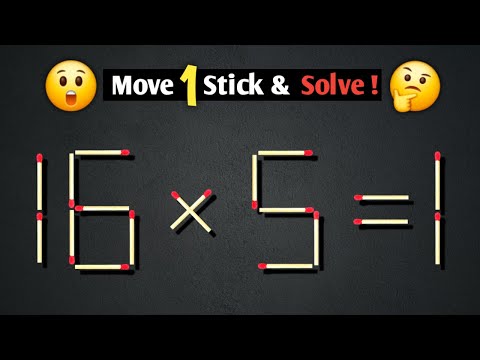 Move one stick to fix the equation | Matchstick puzzle 16x5=1 | Math puzzle