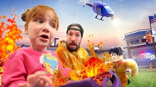 LAVA PRiSON ESCAPE!!  Adley App Review of Roblox game with Dad! pirate ship and cops obby Challenge