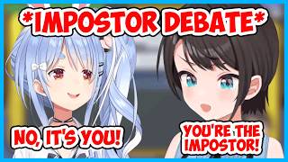 The most intense debate between Subaru and Pekora in among us