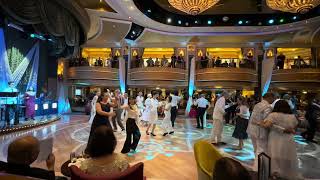 Cunard Queen Elizabeth, August 2025. Ice White Gala, QR Musicians, Sweet Home Alabama, a Samba